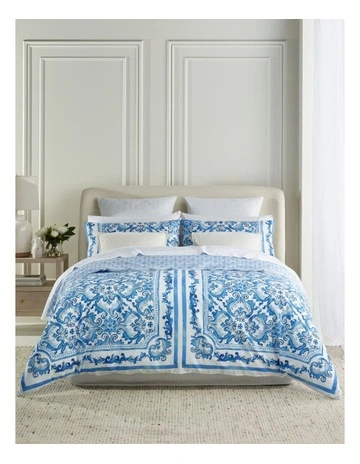 Valentina Cotton Sateen Quilt Cover Set in Blue
