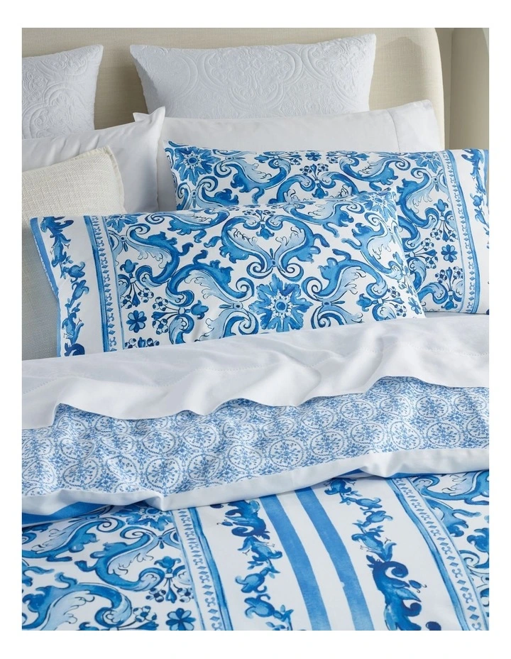 Valentina Cotton Sateen Quilt Cover Set in Blue image 3