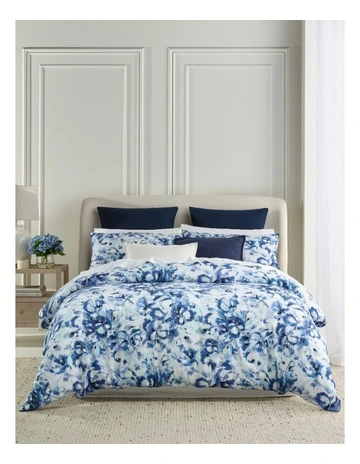 Delphine II Cotton Sateen Quilt Cover Set in Blue