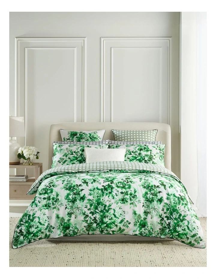 Delphine Cotton Sateen Quilt Cover Set in Green image 1