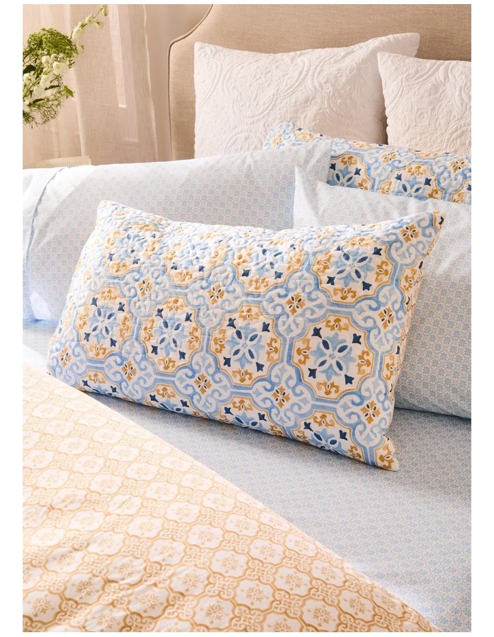 Anastasia Quilted Cotton Quilt Cover Set in Blue image 2