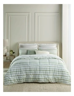 Printed Comforter Set in Green Stripe