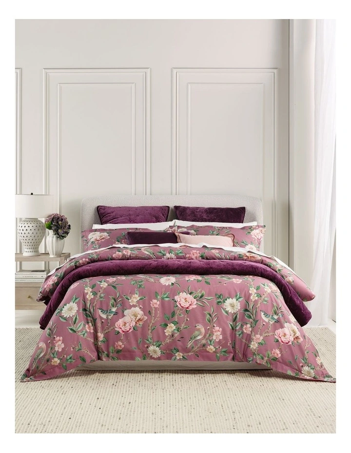 Florence Cotton Sateen Quilt Cover Set in Plum image 1