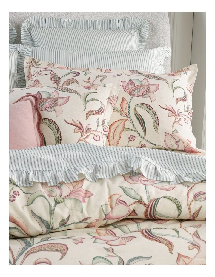 Elodie Cotton Linen Blend Quilt Cover Set in Mulberry image 2