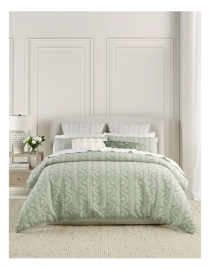 Harmony Jacquard Quilt Cover Set in Sage image 1