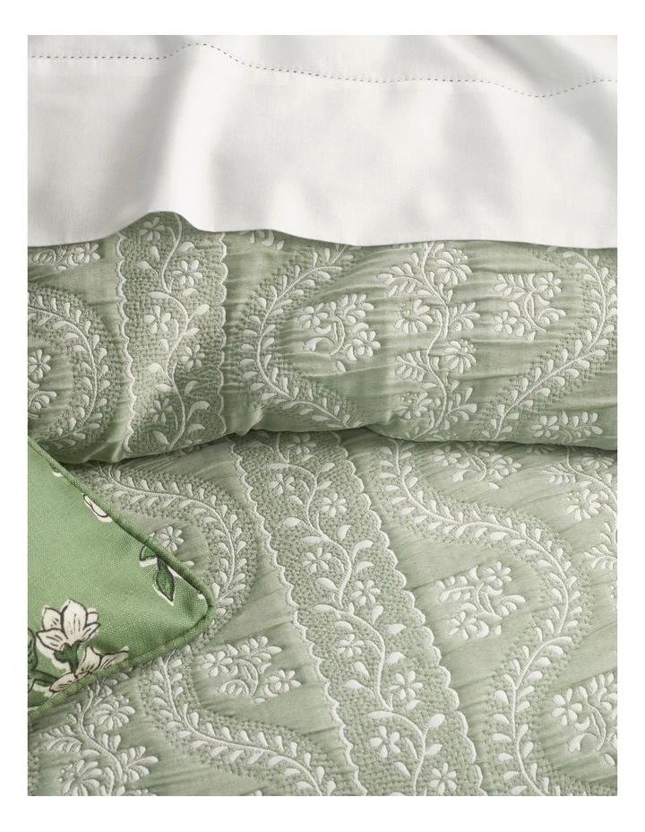 Harmony Jacquard Quilt Cover Set in Sage image 2