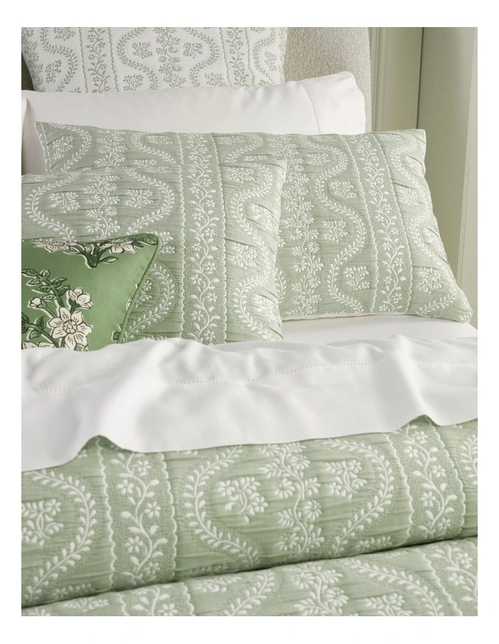 Harmony Jacquard Quilt Cover Set in Sage image 3