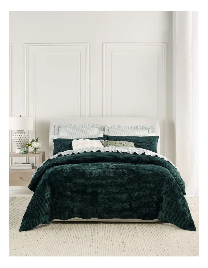 Remi Quilted Velvet Quilt Cover Set in Forest image 1