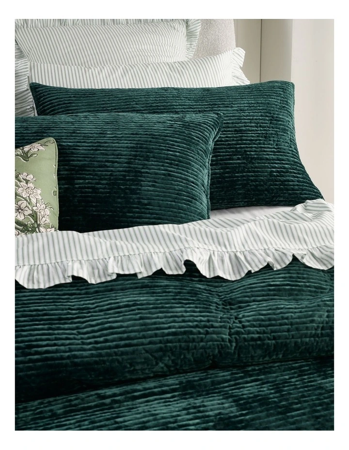 Remi Quilted Velvet Quilt Cover Set in Forest image 3