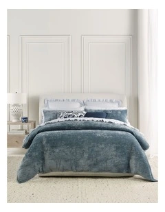 Remi Quilted Velvet Quilt Cover Set in Blue