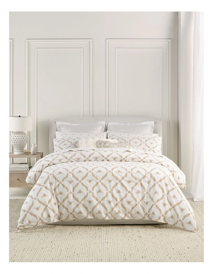 Printed Cotton Flannelette Quilt Cover Set in Bee Trellis image 1