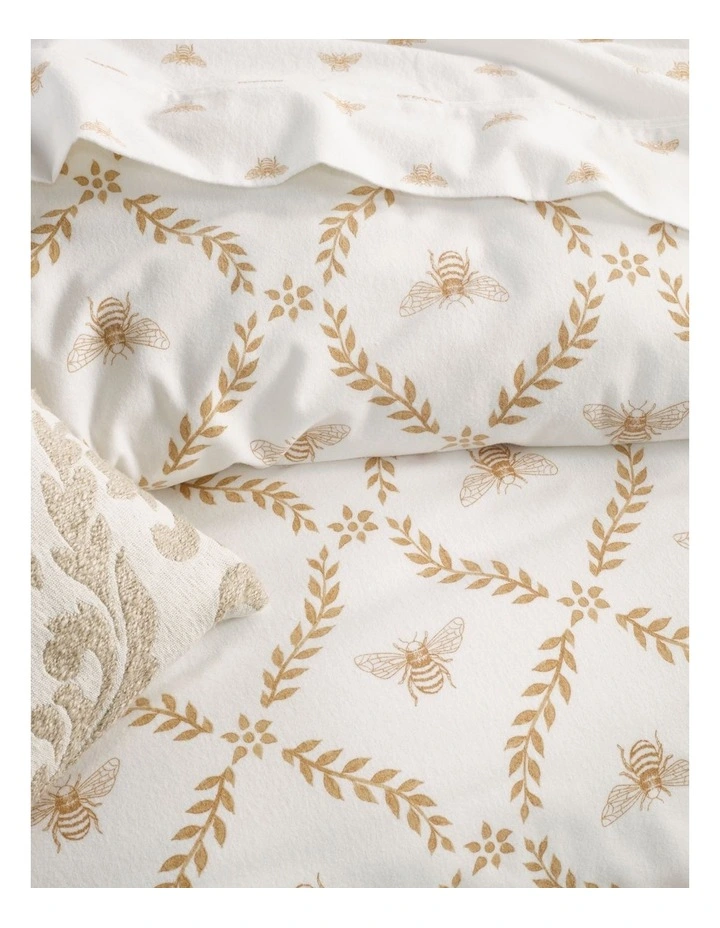 Printed Cotton Flannelette Quilt Cover Set in Bee Trellis image 2