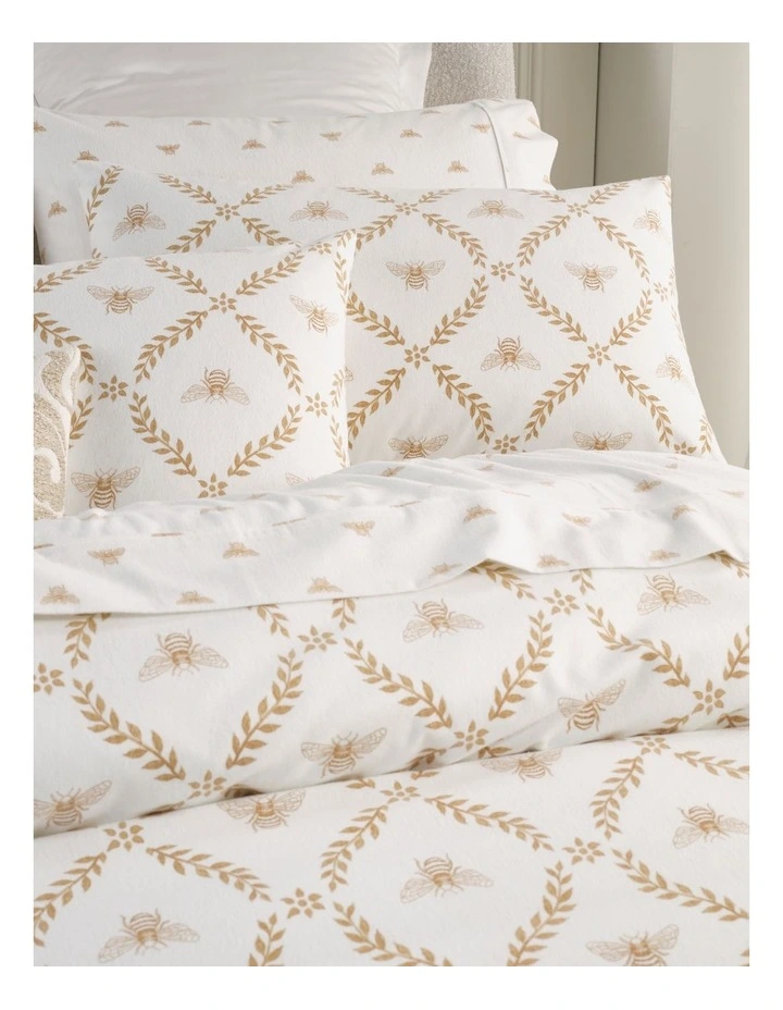 Printed Cotton Flannelette Quilt Cover Set in Bee Trellis image 3
