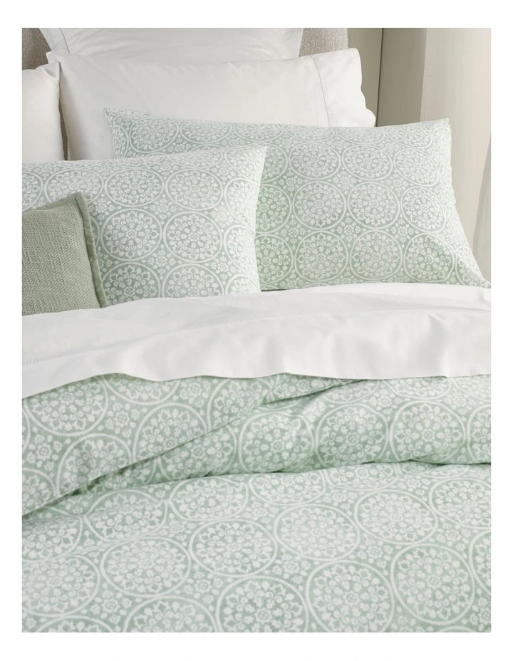 Printed Cotton Flannelette Quilt Cover Set in Sage Medallion image 3