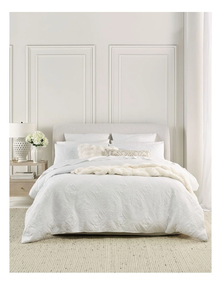 Haven Quilted Quilt Cover Set in White image 1