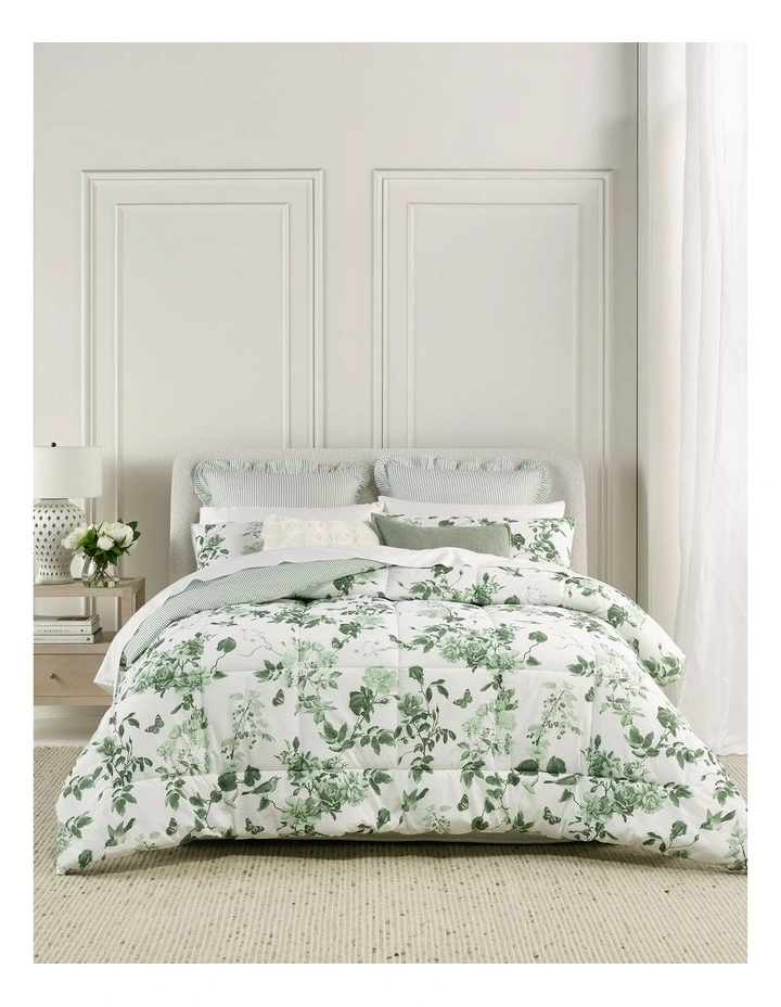 Printed Comforter Set in Green Floral image 1