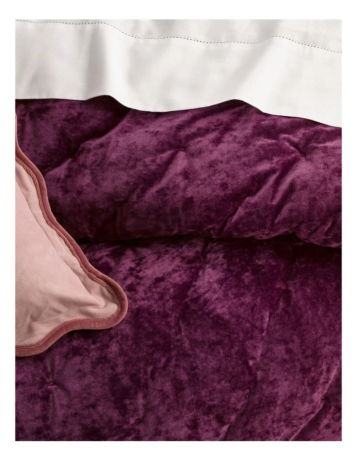 Monet Quilted Velvet Coverlet in Plum image 4