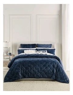 Monet Quilted Velvet Coverlet in Navy