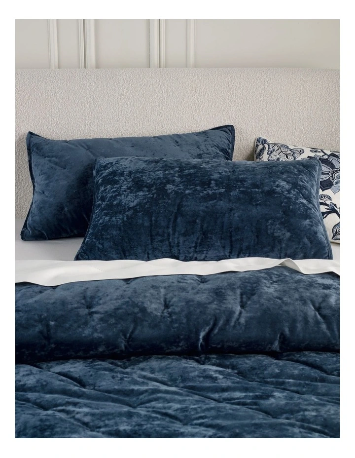 Monet Quilted Velvet Coverlet in Navy image 2