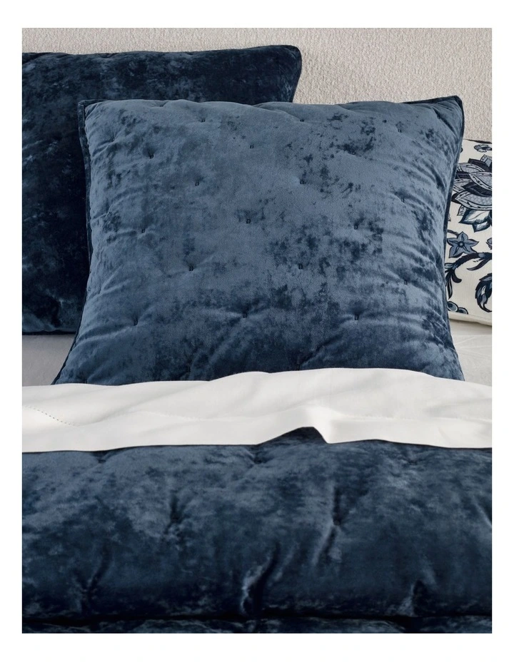 Monet Quilted Velvet Coverlet in Navy image 3