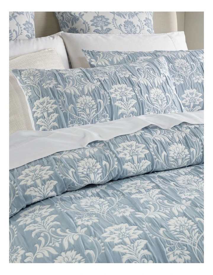 Giselle Jacquard Quilt Cover Set in Blue image 3