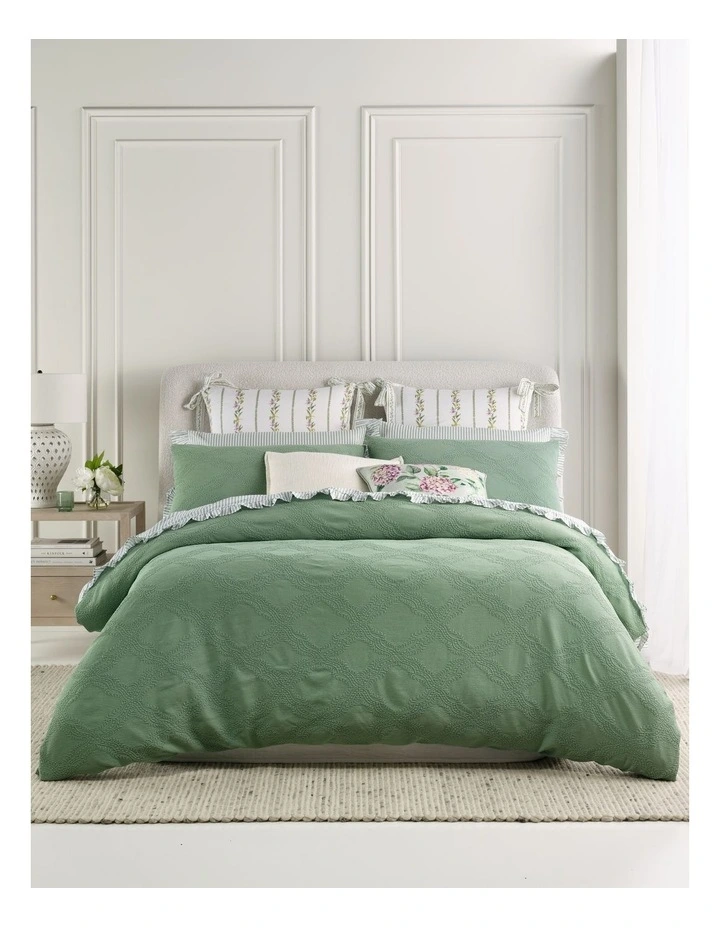 Arden Jacquard Quilt Cover Set in Sage image 1