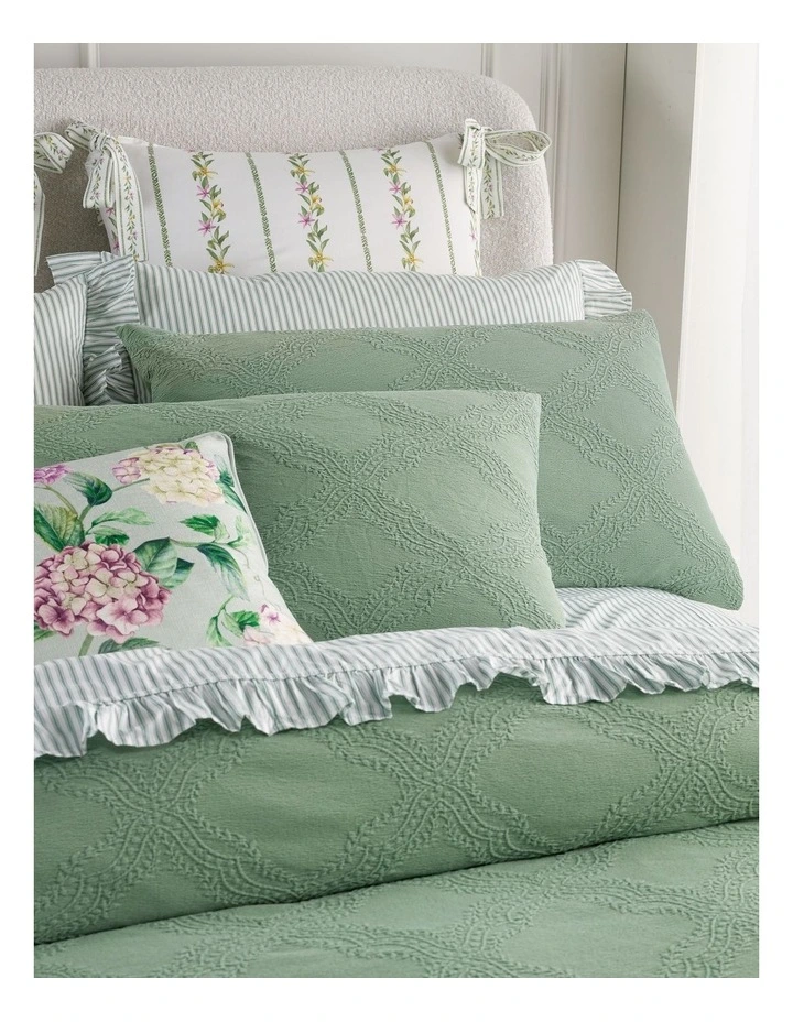 Arden Jacquard Quilt Cover Set in Sage image 3