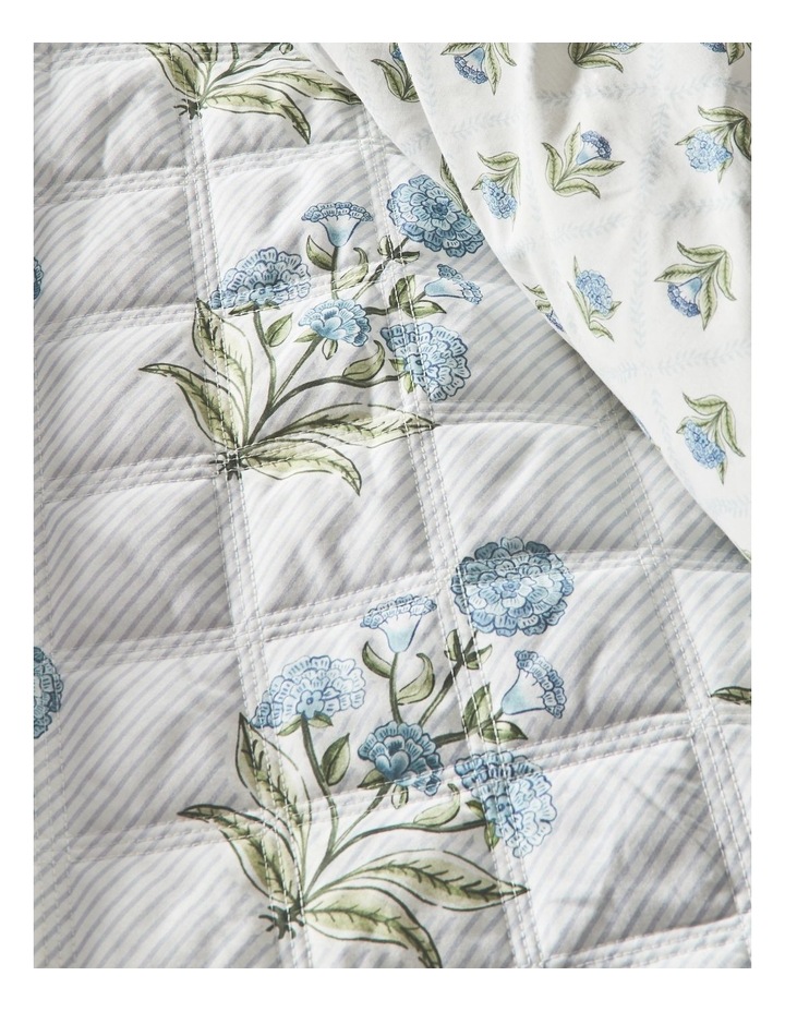 Flora Quilted Cotton Quilt Cover Set in Blue image 3