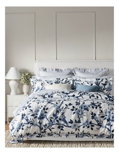 Florence Cotton Sateen Quilt Cover Set in Navy