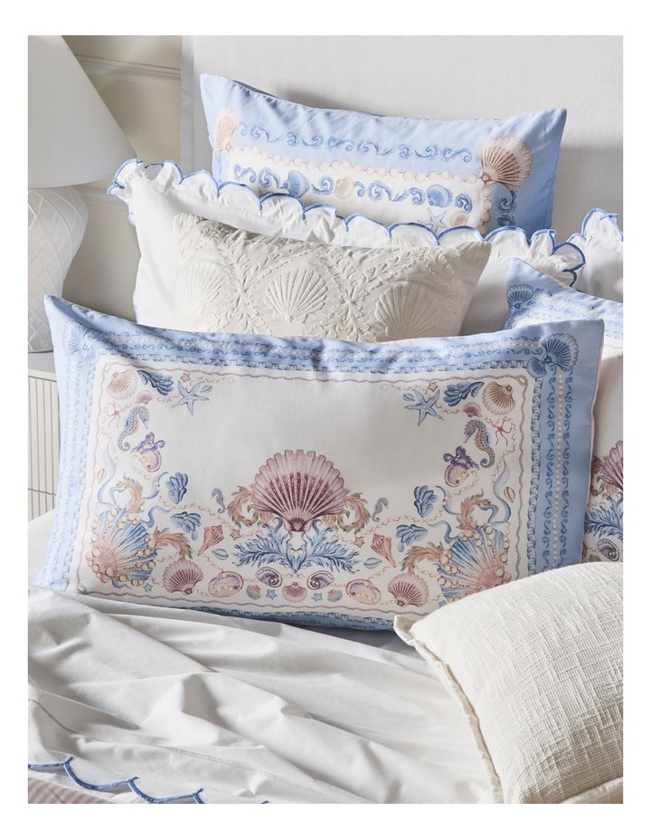 Riviera Cotton Sateen Quilt Cover Set in Soft Blue Seashell Print image 2