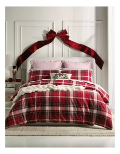 Tartan Yarn Dyed Cotton Quilt Cover Set in Red