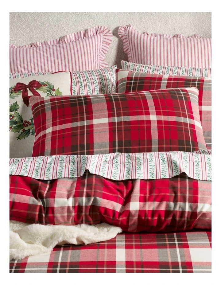 Tartan Yarn Dyed Cotton Quilt Cover Set in Red image 2