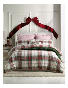 Tartan Yarn Dyed Cotton Quilt Cover Set in Green and Red