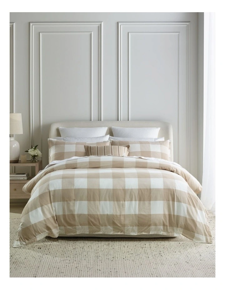 Maine Yarn Dyed Cotton Quilt Cover Set in Natural Check image 1