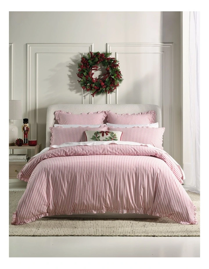 Beaufort Ruffle Yarn Dyed Cotton Quilt Cover Set in Red image 1