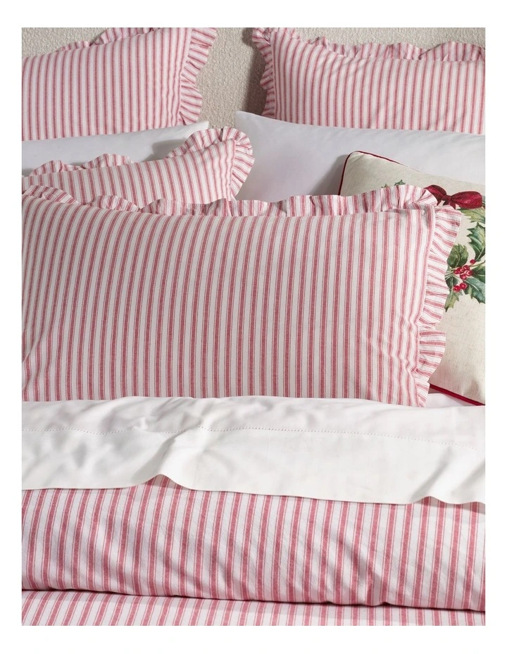Beaufort Ruffle Yarn Dyed Cotton Quilt Cover Set in Red image 3