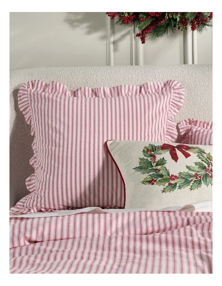 Beaufort Ruffle Yarn Dyed Cotton Quilt Cover Set in Red image 4