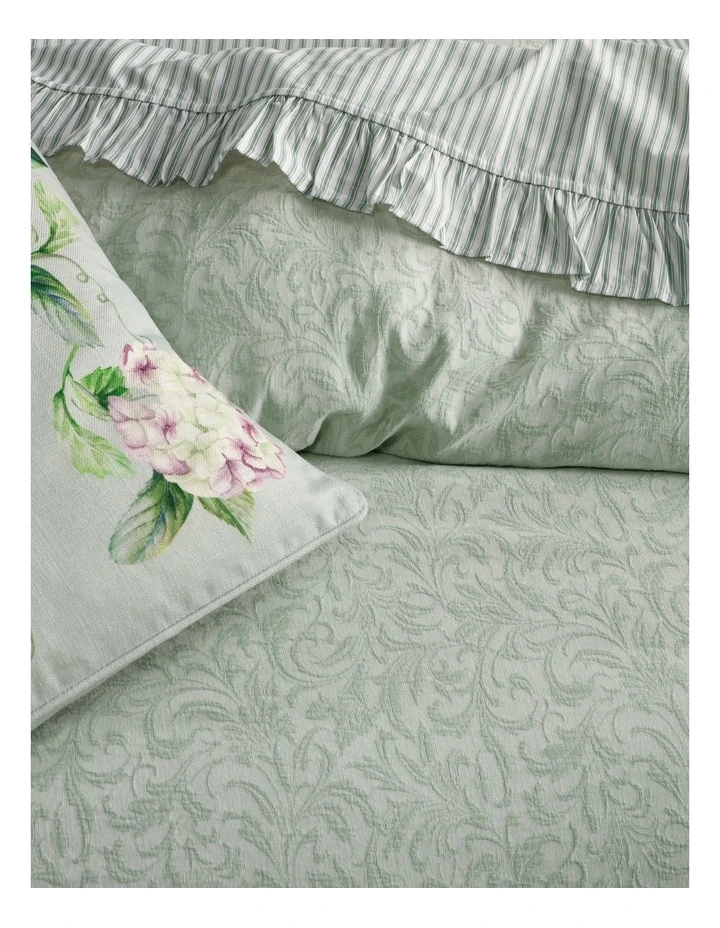 Sable Floral Matelasse Cotton Quilt Cover Set in Sage image 2