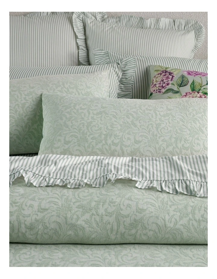 Sable Floral Matelasse Cotton Quilt Cover Set in Sage image 3