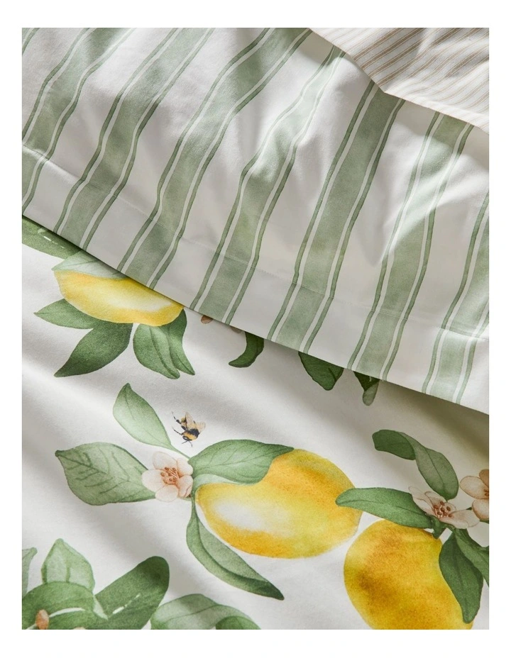 Lemon Cotton Sateen Quilt Cover Set in Yellow image 3