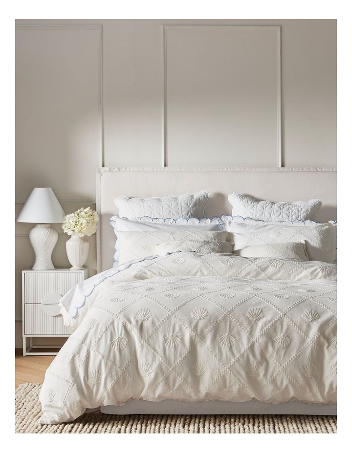 Portofino Embroidered Cotton Quilt Cover Set in White image 1