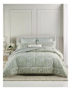 Printed Comforter Set in Green Toile