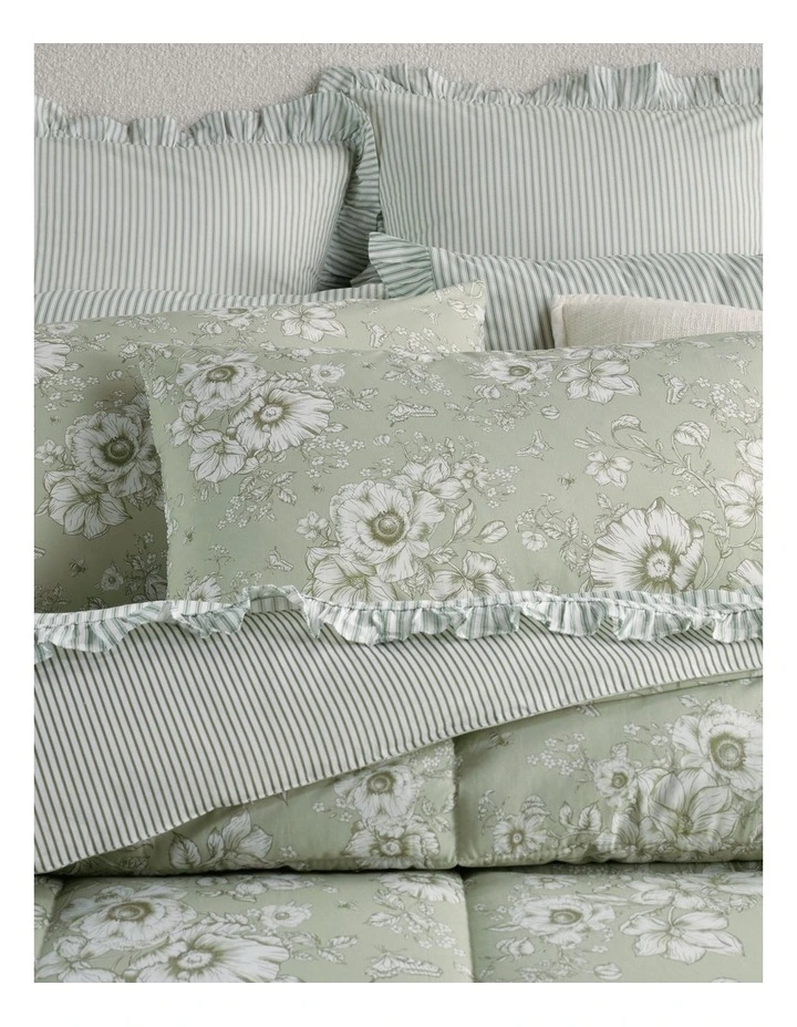 Printed Comforter Set in Green Toile image 2