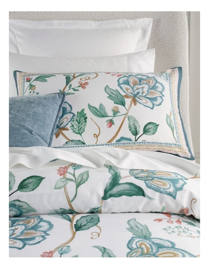 Sylvie Cotton Sateen Quilt Cover Set in Green Floral Print image 2