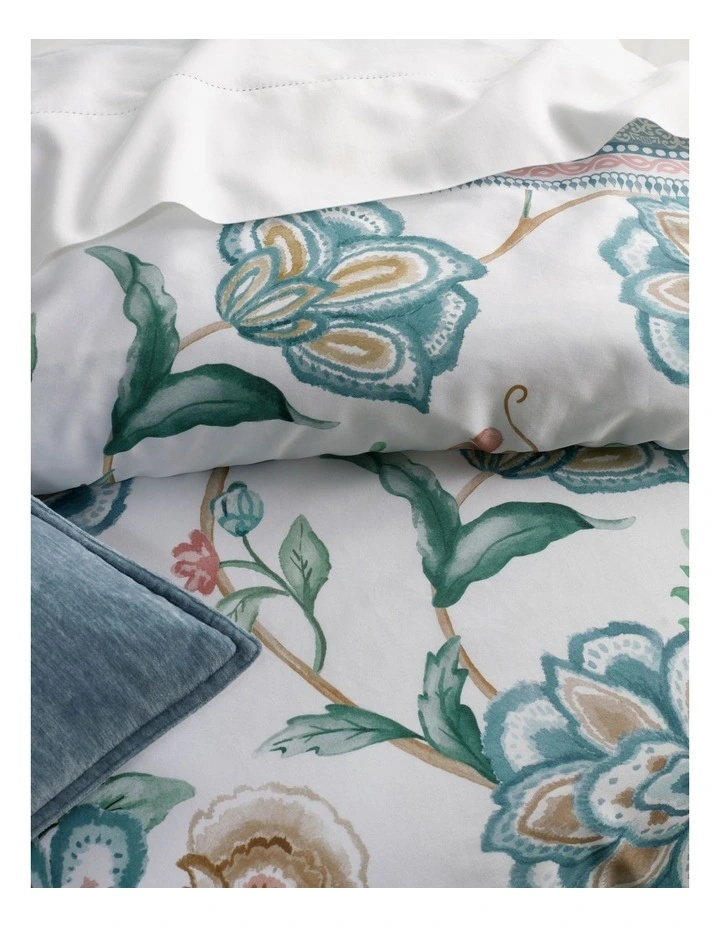 Sylvie Cotton Sateen Quilt Cover Set in Green Floral Print image 3
