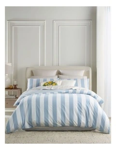 Summer Wide Stripe Yarn Dyed Cotton Quilt Cover Set in Blue