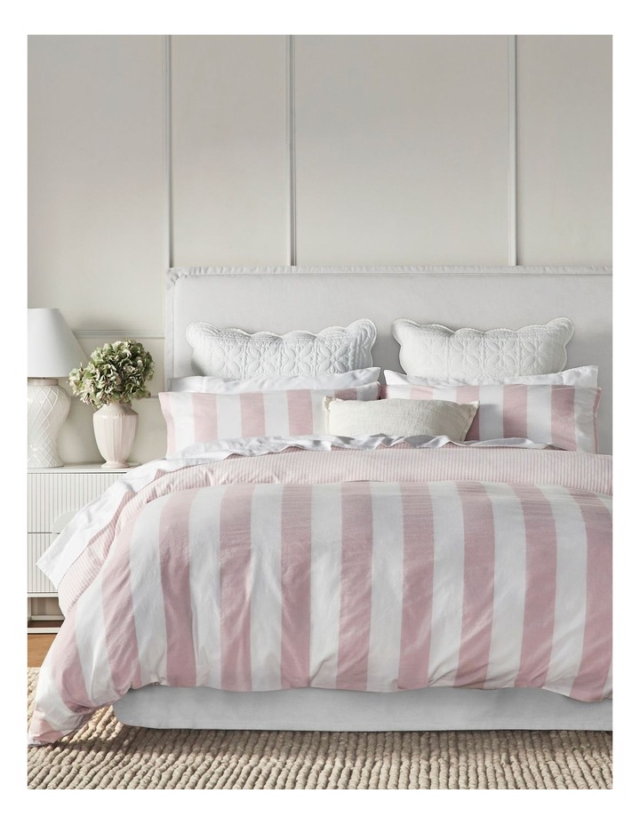 Summer Wide Stripe Yarn Dyed Cotton Quilt Cover Set in Pink image 1