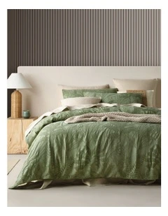Tully Cotton Jacquard Quilt Cover Set in Hunter Green