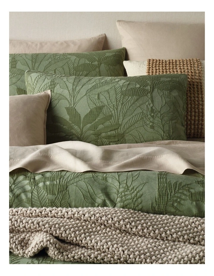 Tully Cotton Jacquard Quilt Cover Set in Hunter Green image 2