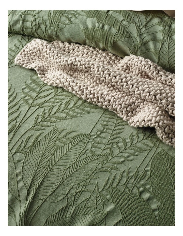 Tully Cotton Jacquard Quilt Cover Set in Hunter Green image 3